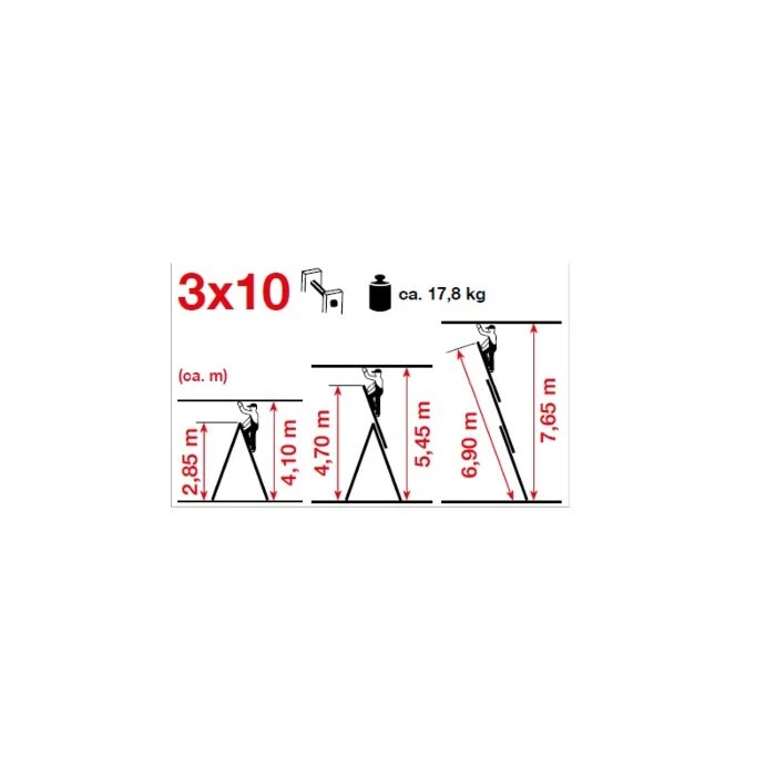 Krause Stige Universal 3 X 10 Trin Aluminium 5 Krause Stige Universal 3 X 10 Trin Aluminium - Billede 3