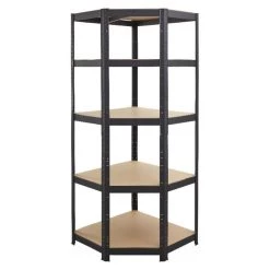 Regalux Stålreol Hjørne M/5 Hylder Sort 175 Kg B12