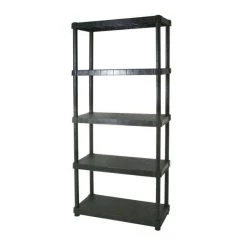 Regalux Plastreol Med 5 Hylder Sort 188x89x38 Cm