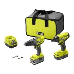 Ryobi One+ Ryobi Akku Håndværkersæt R18PDID2-252S One+ 18V M/2xbatterier Og Oplader